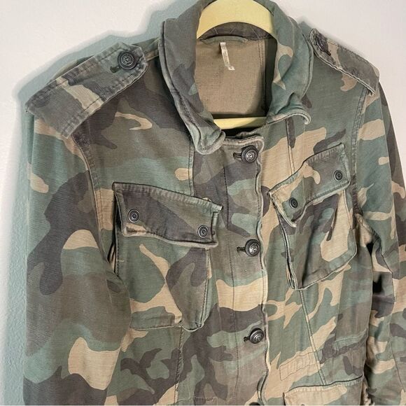 Free People Camouflage Coat Jacket Medium - Picture 7 of 9